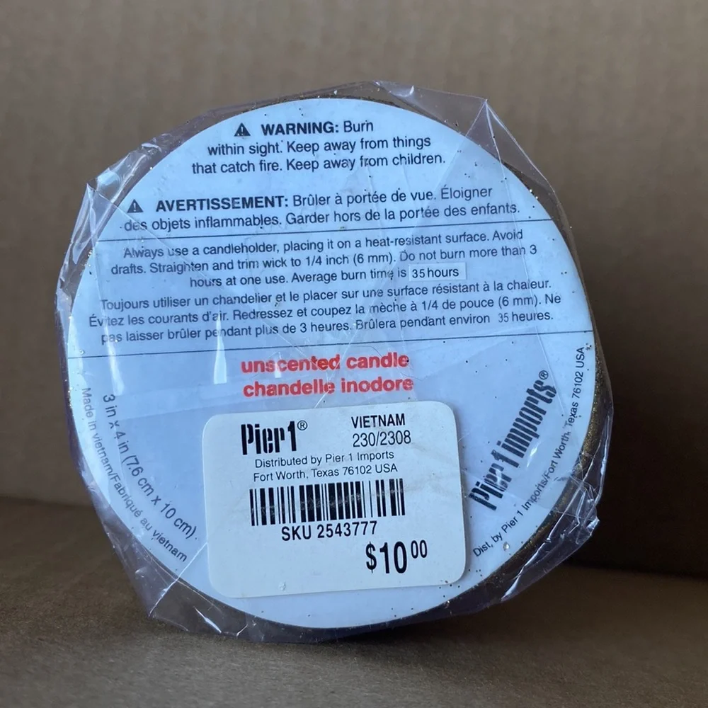 Pier 1 Imports Silver and Gold Unscented Candles